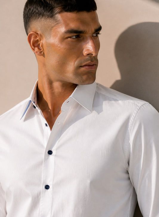 White Hand-Painted Cotton Shirt