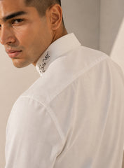 Ivory Eclipse Hand-Painted Satin Shirt