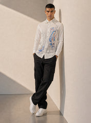 Ivory Eclipse Hand-Painted Satin Shirt