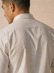 White Cotton Satin Lounge Shirt with Mix and Match Design