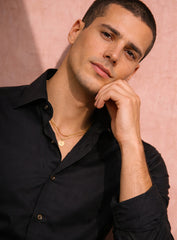 Black Cotton Satin Party Wear Shirt with Panther Crystal Work
