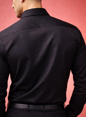 Black Party Wear Shirt in Japanese Fabric with Embroidery