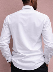 White Cotton Satin Lounge Shirt with Black Mix-Match Design