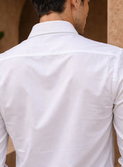 White Deer Embroidered Cotton Satin Lounge Shirt