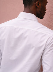 White Cotton Satin Lounge Shirt with Maroon & Black Mix Stripes Design