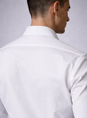 White Cotton Satin Lounge Shirt with Mix-Match Design