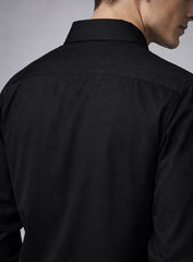 Black Cotton Satin Lounge Shirt with Mix-Match Design