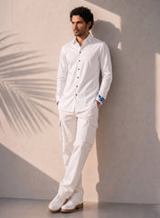 White Hand-Painted Cotton Shirt