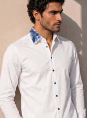 White Hand-Painted Cotton Shirt