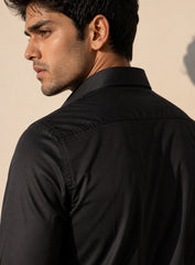 Midnight Monarch Elephant Embroidered Cotton Shirt