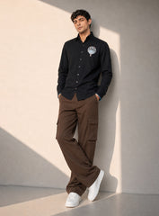 Midnight Voyage Hot Air Balloon Embroidered Shirt