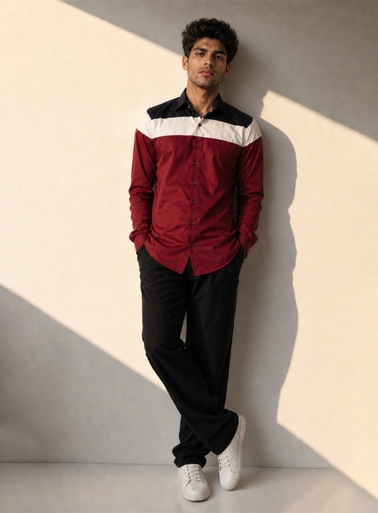 Bordeaux Drift Cotton Satin Shirt