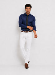 Dark Blue Cotton Satin Classic Formal Shirt