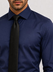 Dark Blue Cotton Satin Classic Formal Shirt