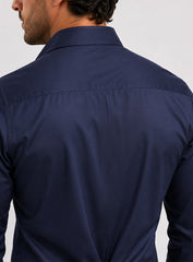 Dark Blue Cotton Satin Classic Formal Shirt