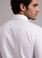 White Cotton Satin Lounge Shirt With Beads Hand Embroidery