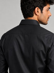 Black Cotton Satin Lounge Shirt With Metallic Hand Embroidery