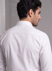 White Cotton Satin Lounge Shirt With Abstract Thread Hand Embroidery