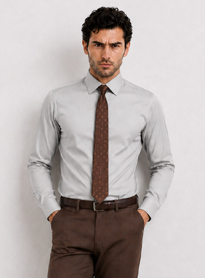 Light Grey Cotton Satin Classic Formal Shirt