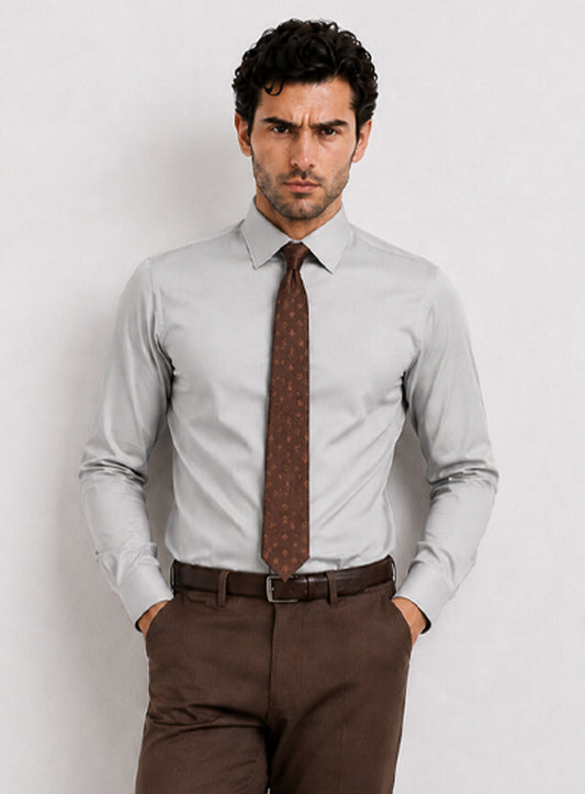 Light Grey Cotton Satin Classic Formal Shirt