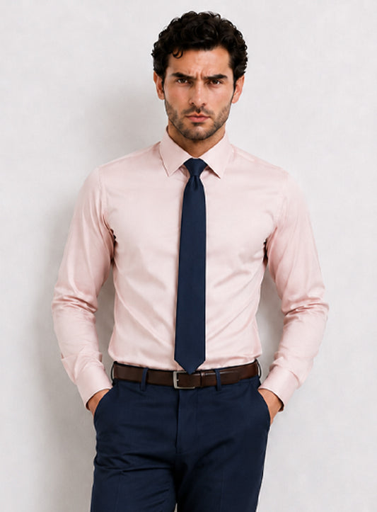Light Pink Cotton Satin Classic Formal Shirt
