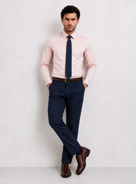 Light Pink Cotton Satin Classic Formal Shirt