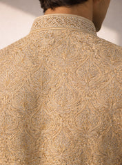 Golden Nawab Top Set in Mustard Silk Fabric with Embroidery