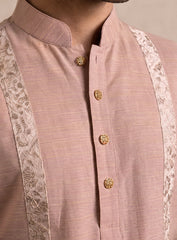 Light Pink Bhagalpuri Silk Kurta Pajama Set With Embroidery