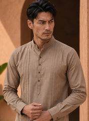 Antique Beige Kurta With Pleating Work