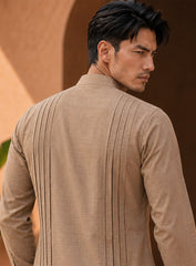 Antique Beige Kurta With Pleating Work