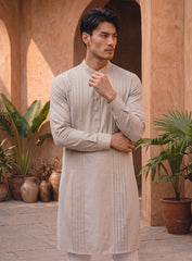 Natural Cream Kurta With Pleating Work