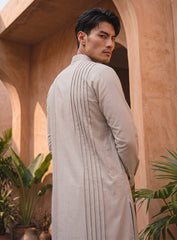 Natural Cream Kurta With Pleating Work