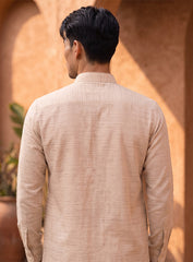 Cream Bhagalpuri Silk Kurta With Embroidery