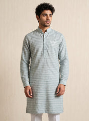 Sage Green Bhagalpuri Silk Kurta Pajama Set With Embroidery