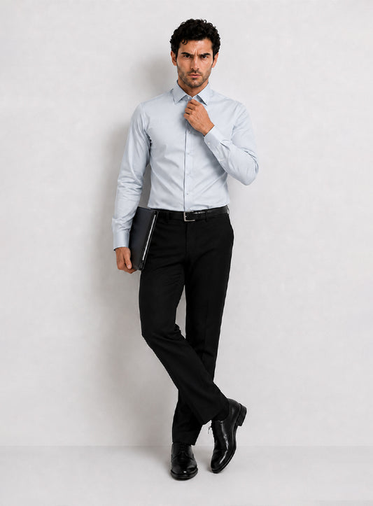 Sky Blue Cotton Satin Classic Formal Shirt